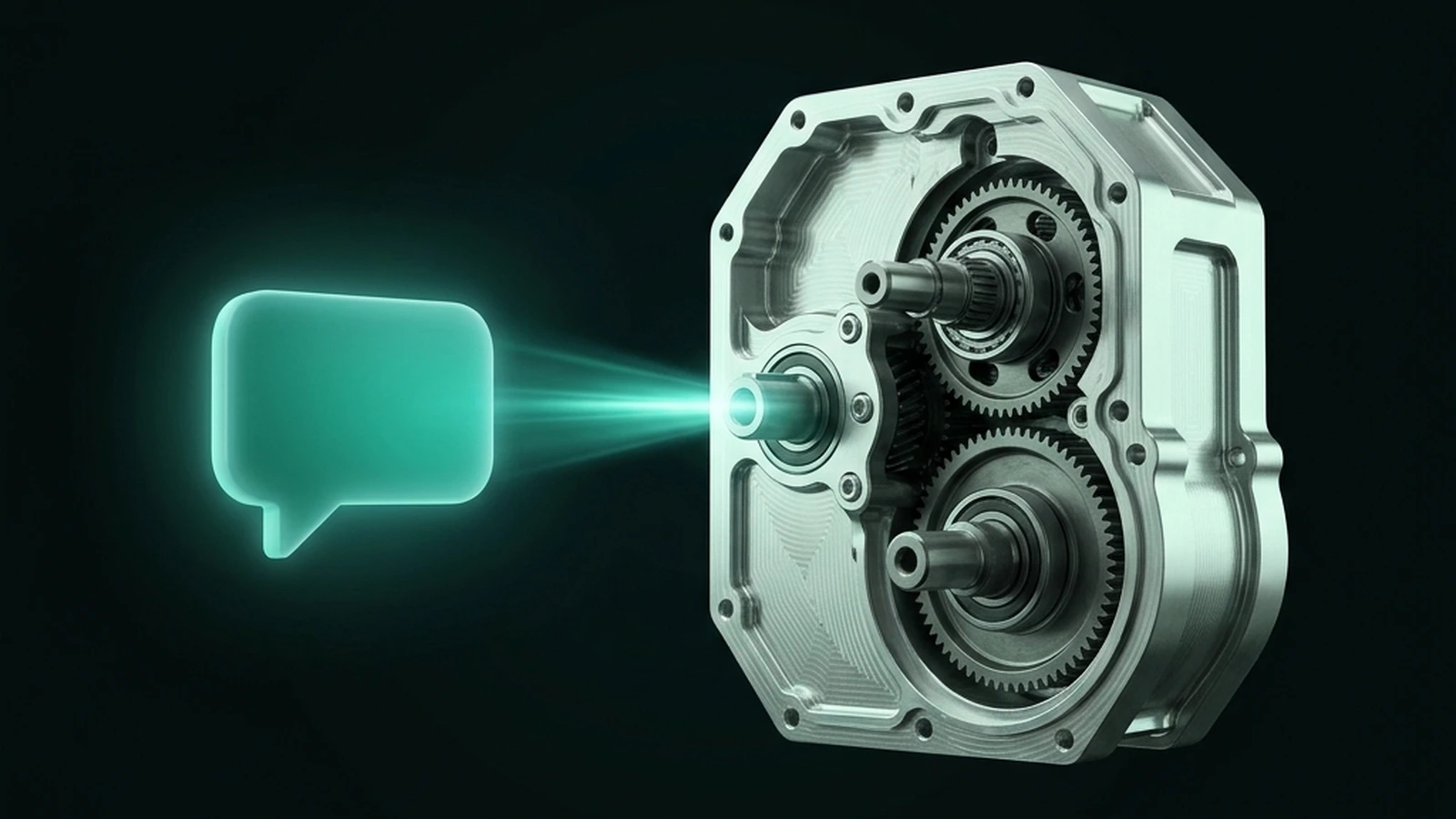 Prompt beam forming a detailed gearbox housing